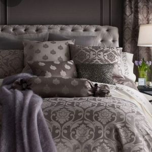 King shams Fino Lino silver gray damask CHARLESTON